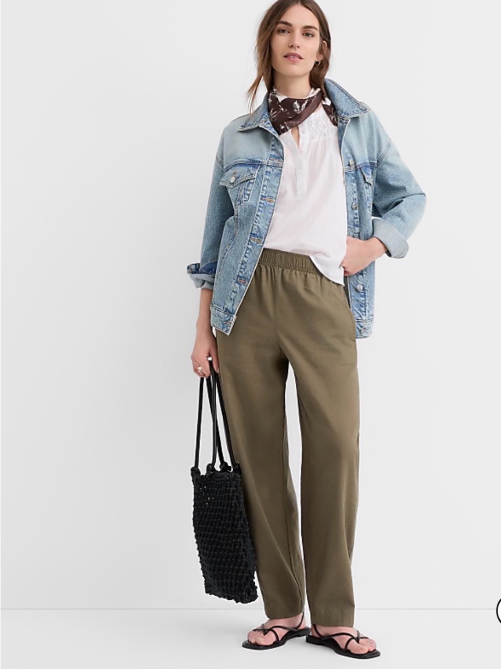 LOFT- Pull-On Olive Green Barrel Pants